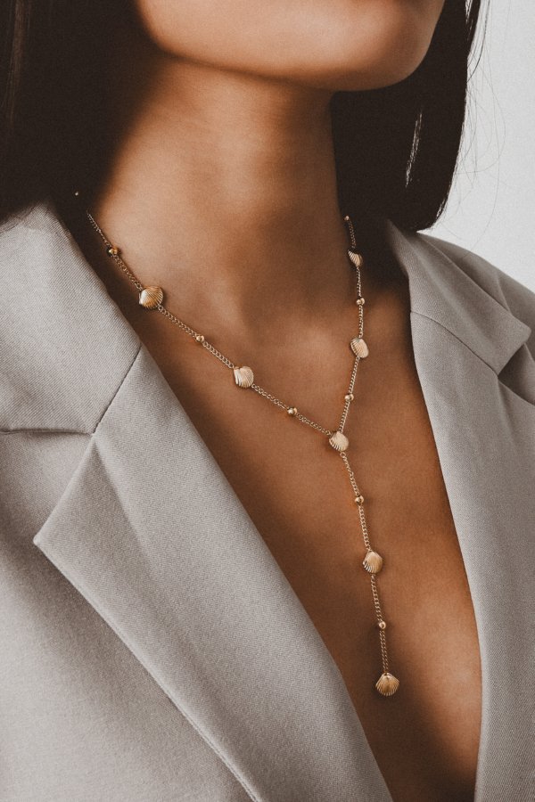 Yemaya Long Chain Shell Necklace - Stainless Steel