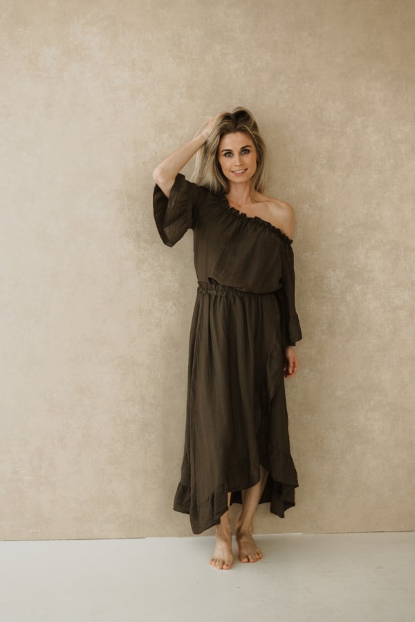 Danu Off-Shoulder Set - Brown