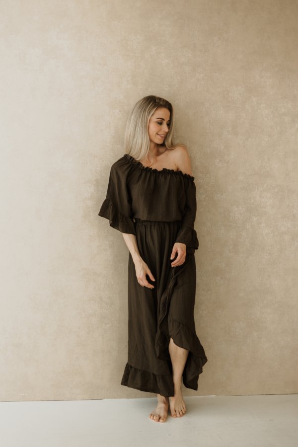 Danu Off-Shoulder Set - Brown