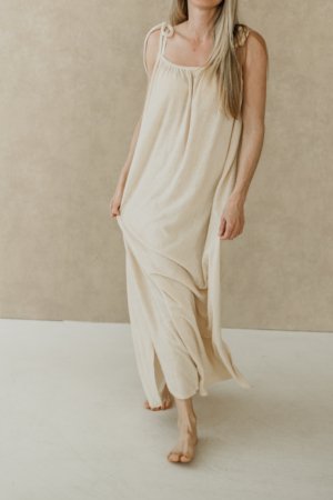 Aditi Maxi Dress (Badstof) - Beige