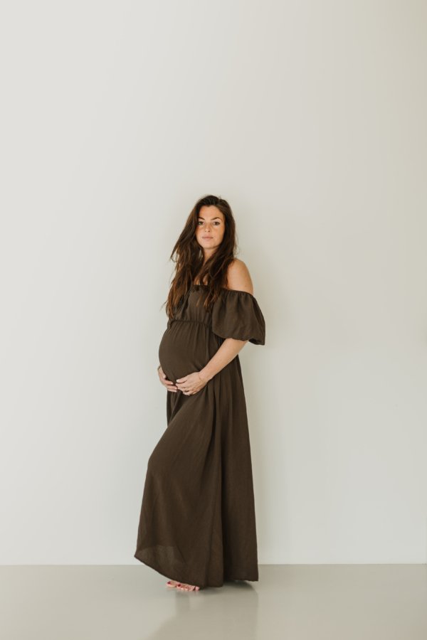 Cora Off-Shoulder Dress - Brown