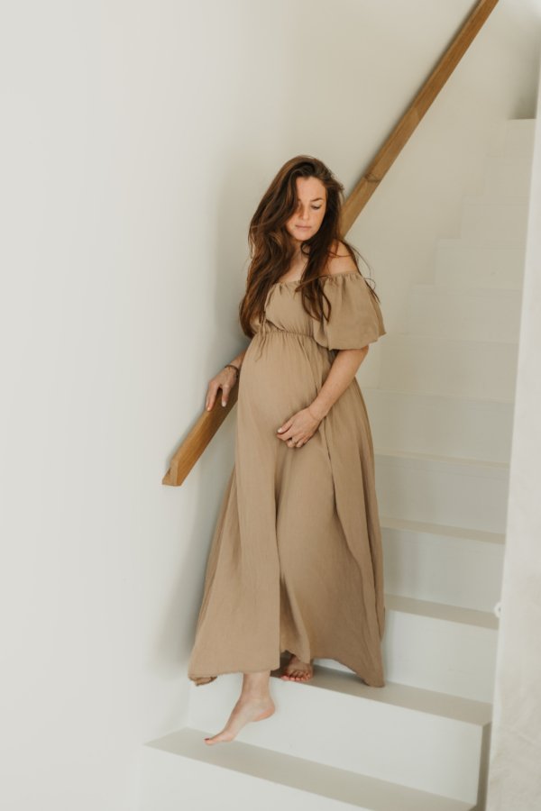 Cora Off-Shoulder Dress - Beige