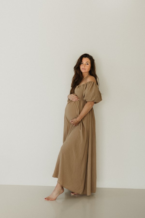 Cora Off-Shoulder Dress - Beige
