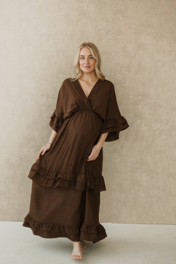 Pachet Ruffled Maxi Dress - Brown