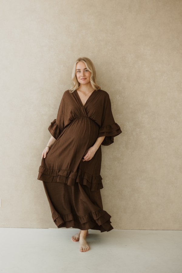 Pachet Ruffled Maxi Dress - Brown