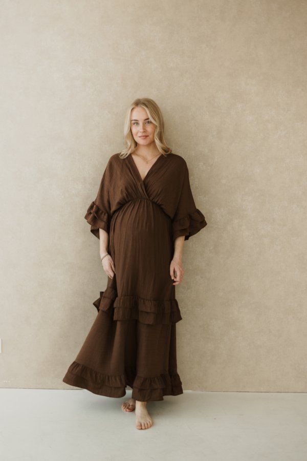 Pachet Ruffled Maxi Dress - Brown