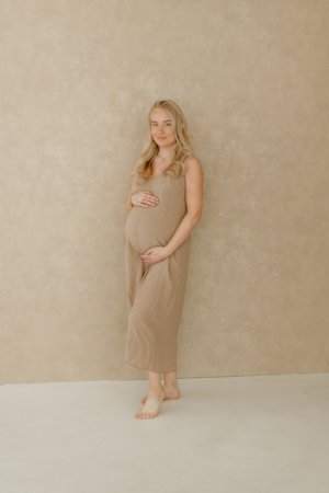 Beige Maxi Jurk Met Gouden Detail
