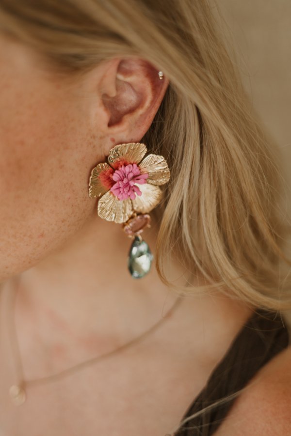 Aurora Blooming Earrings - Gold-Rainbow