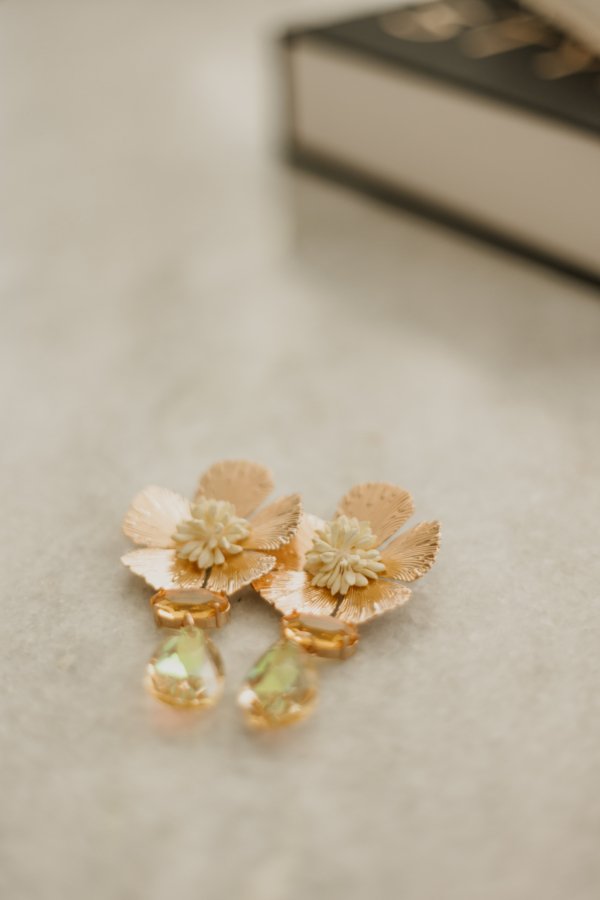 Aurora Blooming Earrings - Gold-Butter Yellow