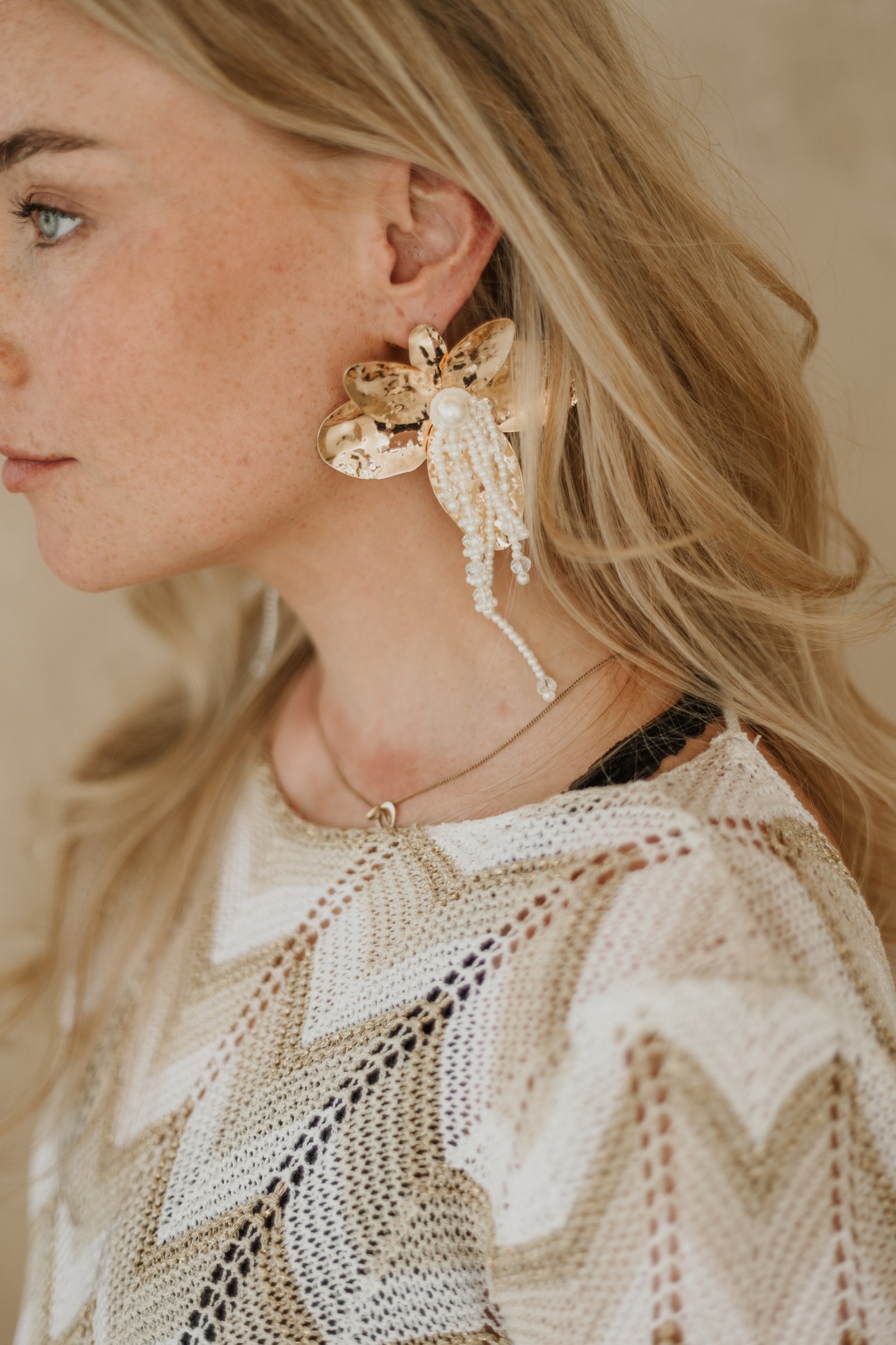 Statement earrings bloem goud