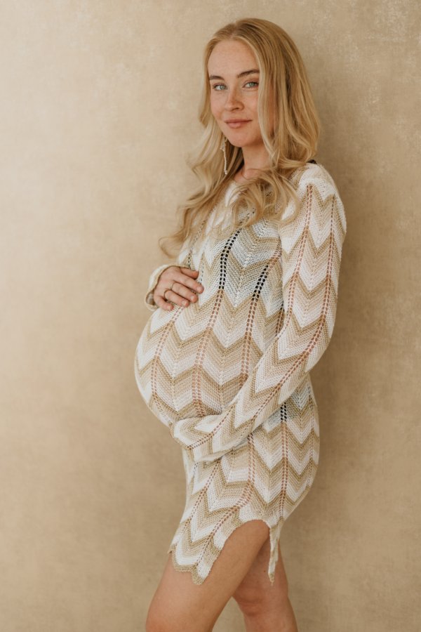 Frija Zigzag Dress - Beige