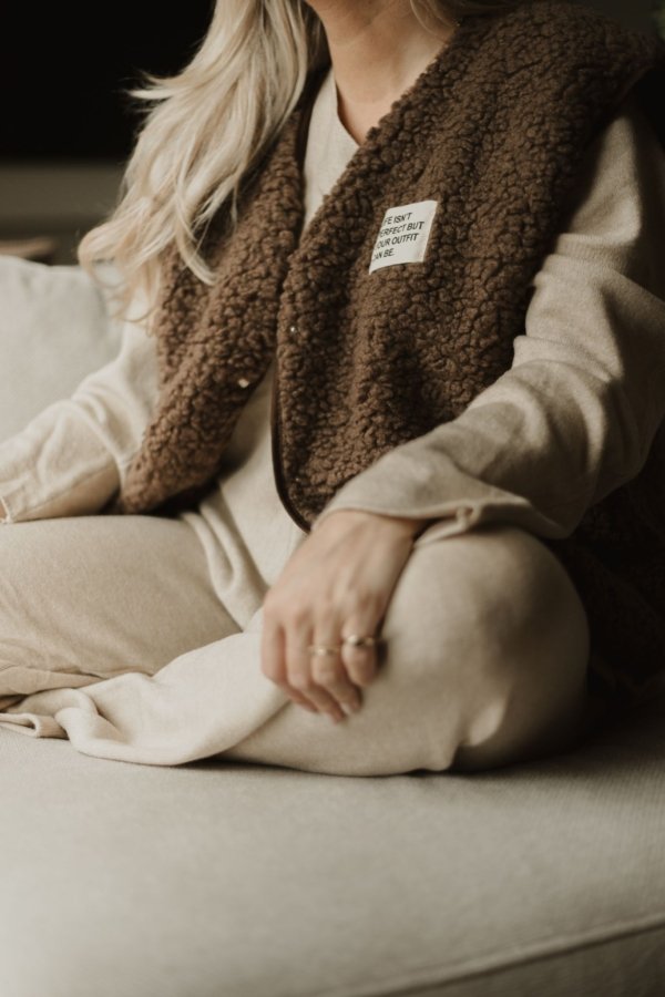 Ceto Vintage Teddy Gilet - Brown