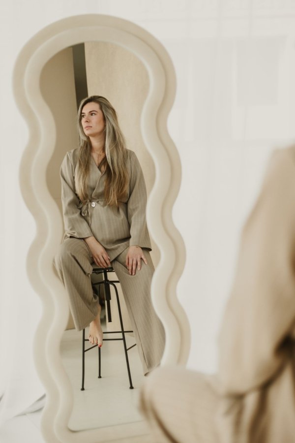 Brigit Striped Suit - Taupe