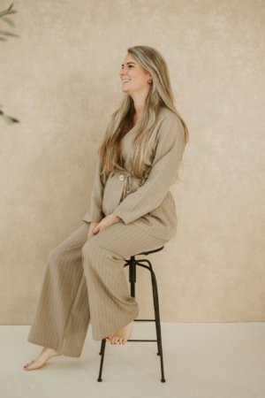Brigit Striped Suit - Taupe
